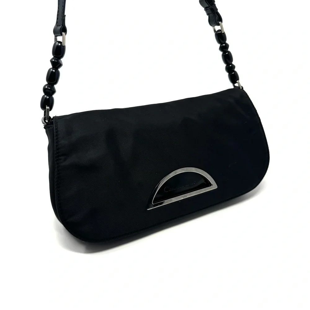 Christian Dior Vintage Black Malice Nylon Bag – Resin Beaded Strap, Galliano Era - Picture 2 of 10